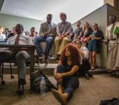 Students and faculty listen to "Sexualizing Race, Gendering Sex: Stand Your Ground, Trayvon Martin and White Female Sexuality in the Prosecution of Black Men”