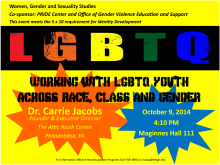 Dr. Carrie Jacobs presents "Working With LGBTQ Youth Across Race, Class, And Gender"